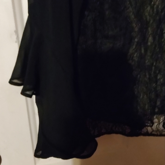 🐈⬛ Divine VS Vintage Victorian Inspired Black Sheer Crepe & Lace Blouse - L - Picture 12 of 15